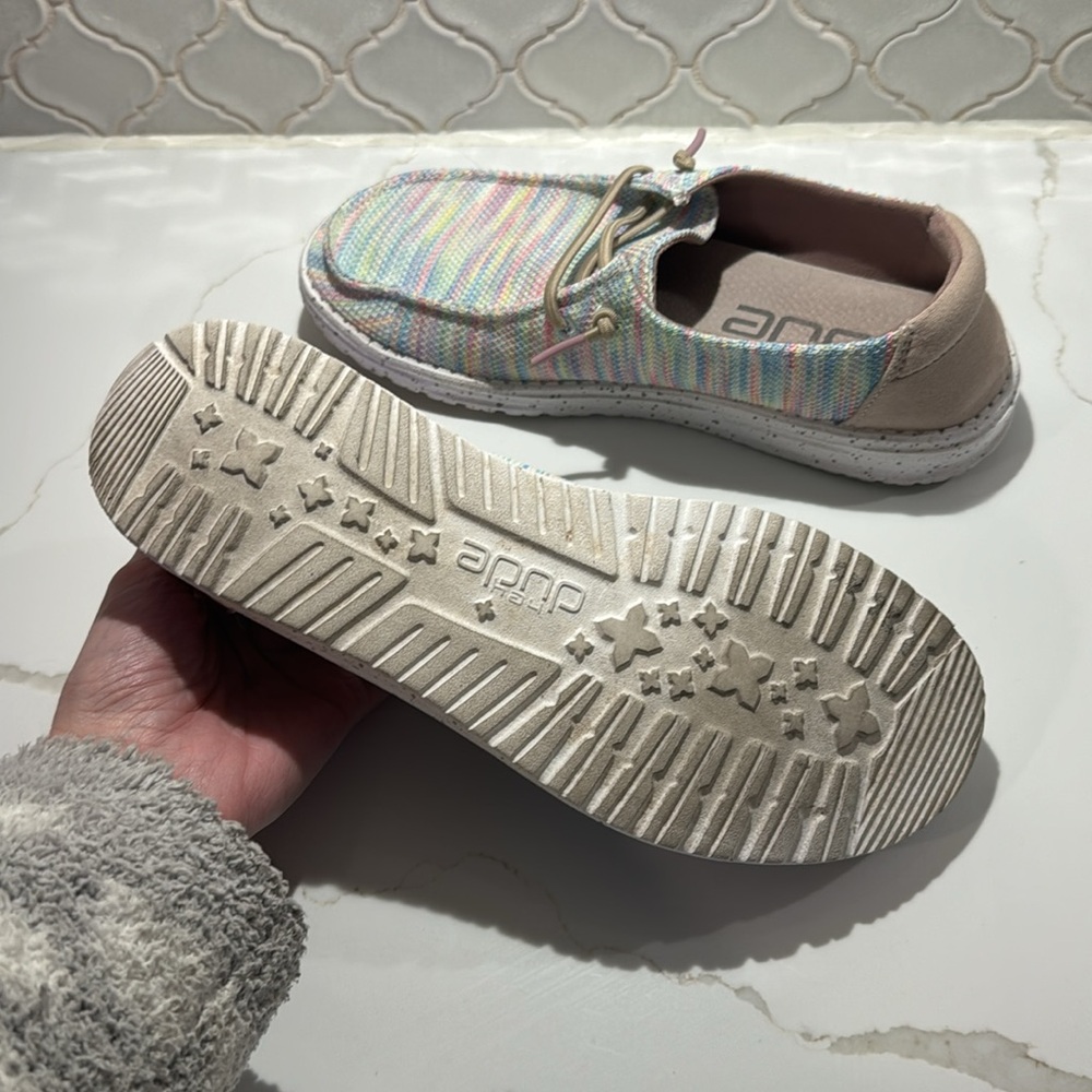 Hey Dude Multicolor Moccasin Shoes With Elastic Slip-On Design View 3